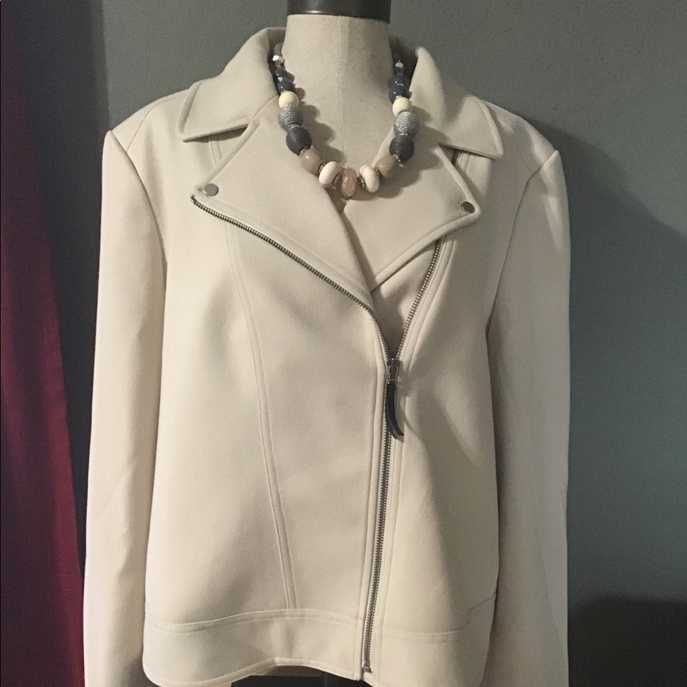 Ann Taylor cream motorcycle jacket